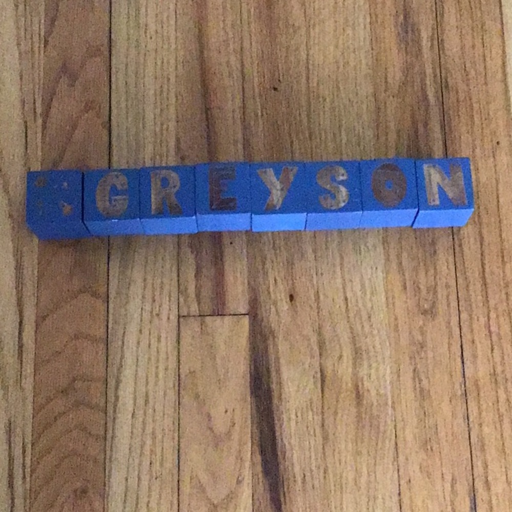 4/27 - FINAL MARKDOWN - Blue Wooden Name Blocks “GREYSON”
